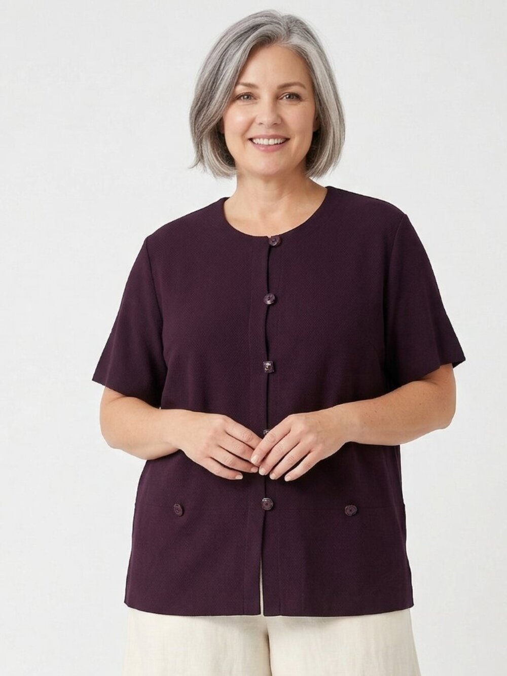 R&K Originals Jacket Purple Minimalist Lagenlook Casual Office 22